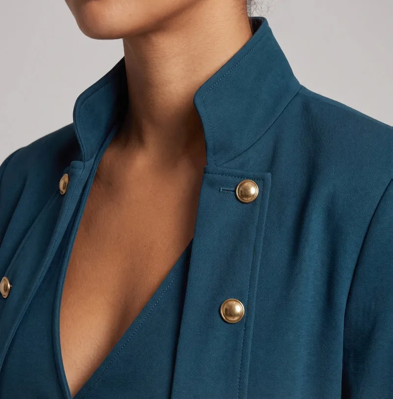 Damen Eleganter Stehkragen-Mantel mit kunstvollen Knöpfen und Schnürdetails Drune