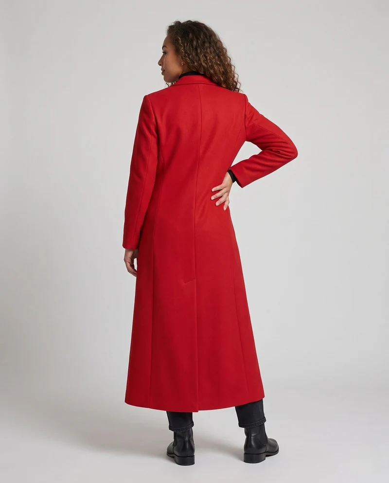 Damen Eleganter, taillierter Mantel mit doppelt-knopf und asymmetrischem Saum Drune