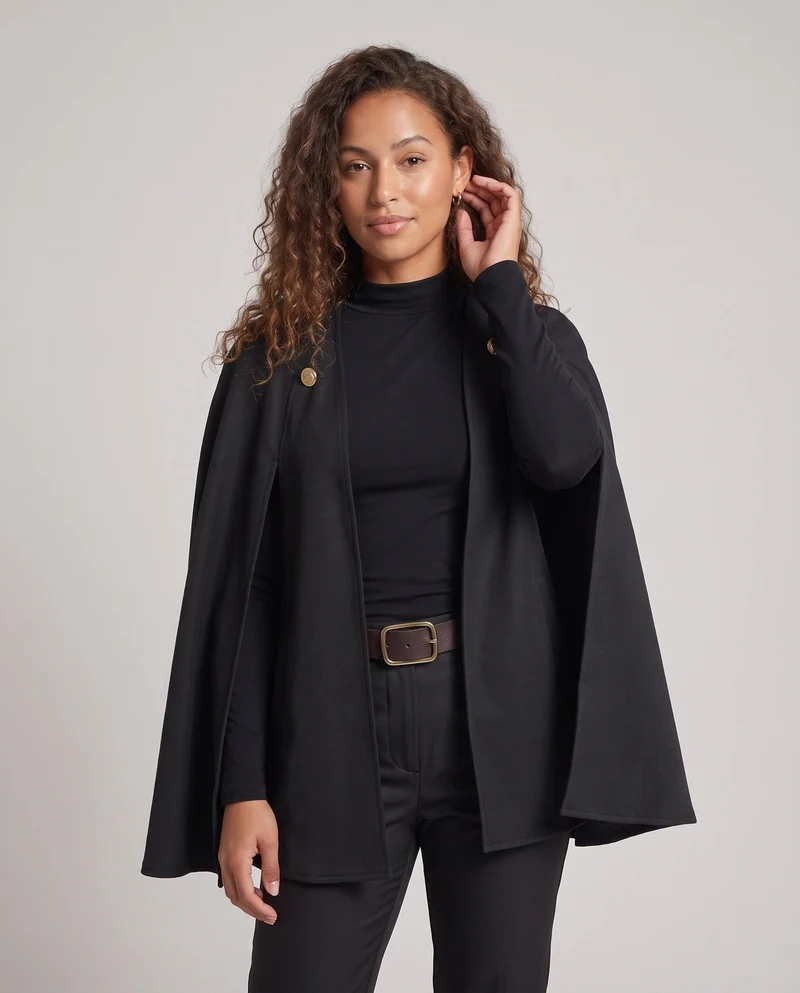 Damen elegantes Cape-Kostümset mit bequemer Unterwäsche und modischen Hosen Drune