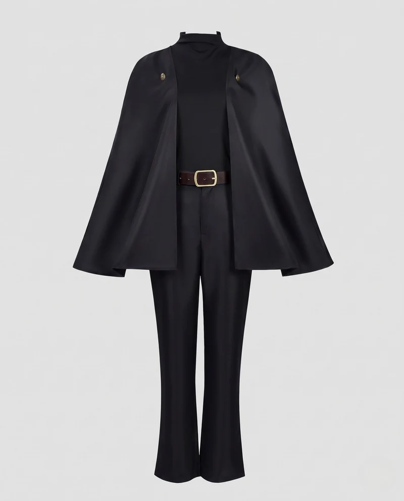 Damen elegantes Cape-Kostümset mit bequemer Unterwäsche und modischen Hosen Drune
