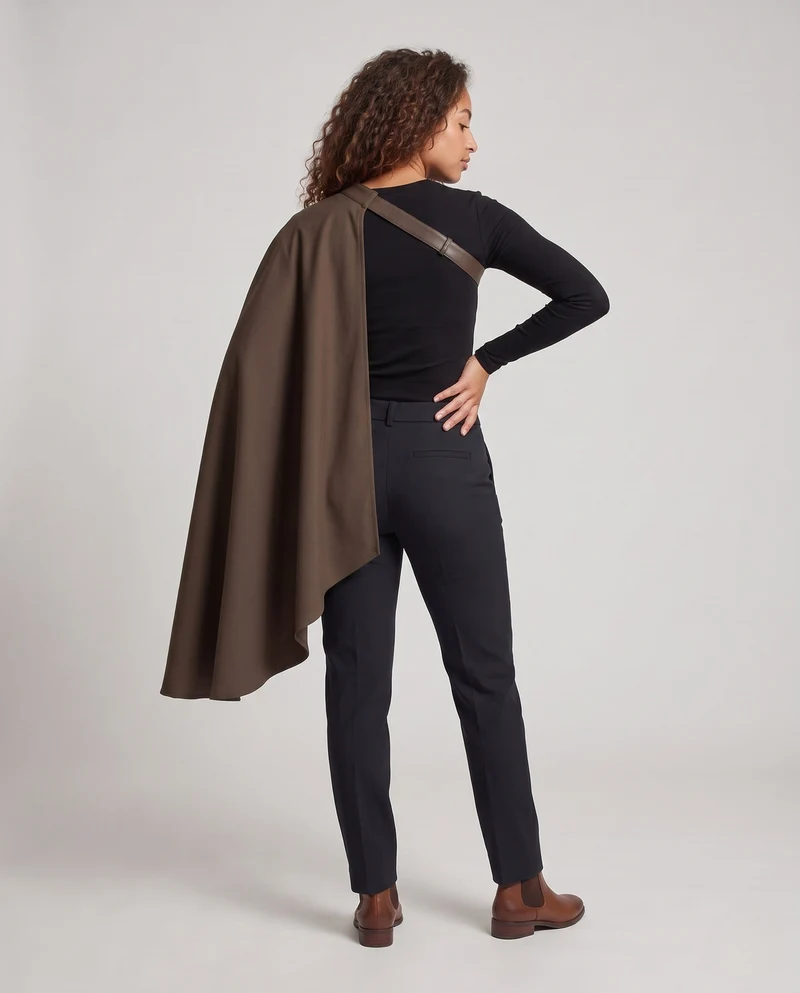 Damen elegantes Cape mit dekorativem Saum Drune