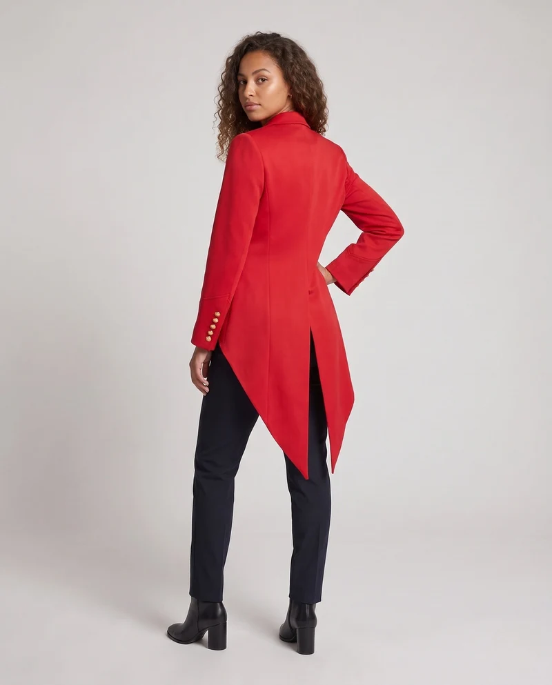 Damen elegantes Frack-Kostüm mit Samt-Detail und passendem Fliegenband Drune
