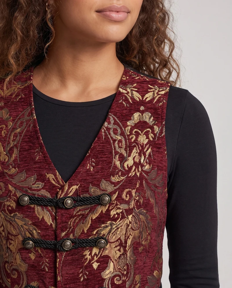 Damen elegantes, gemustertes Weste mit edlen Knöpfen Drune