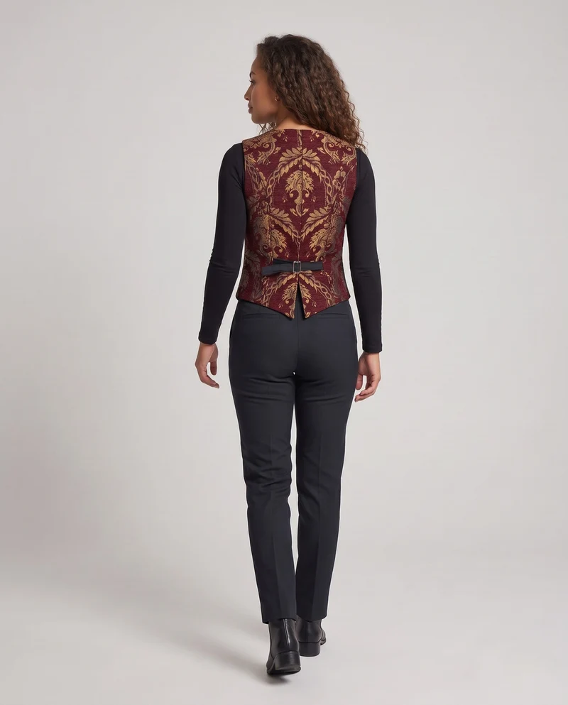 Damen elegantes, gemustertes Weste mit edlen Knöpfen Drune