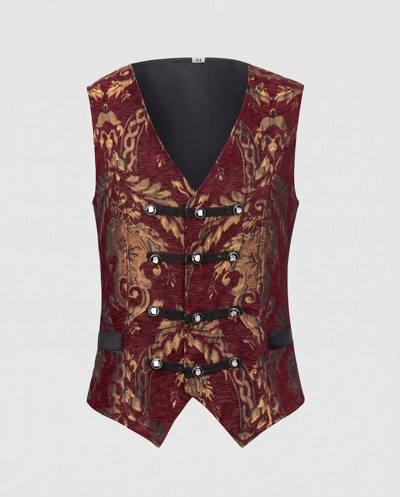 Damen elegantes, gemustertes Weste mit edlen Knöpfen Drune