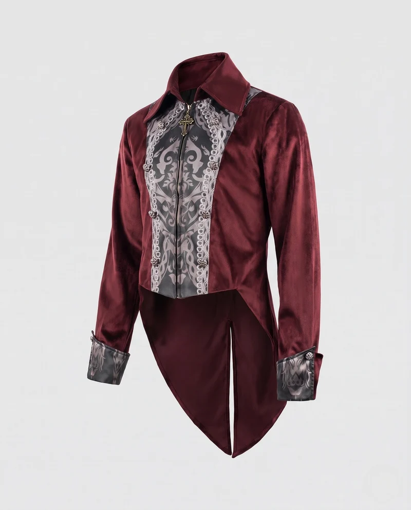 Damen Elegantes historischen Kostümjacke mit kunstvollen Verzierungen Drune