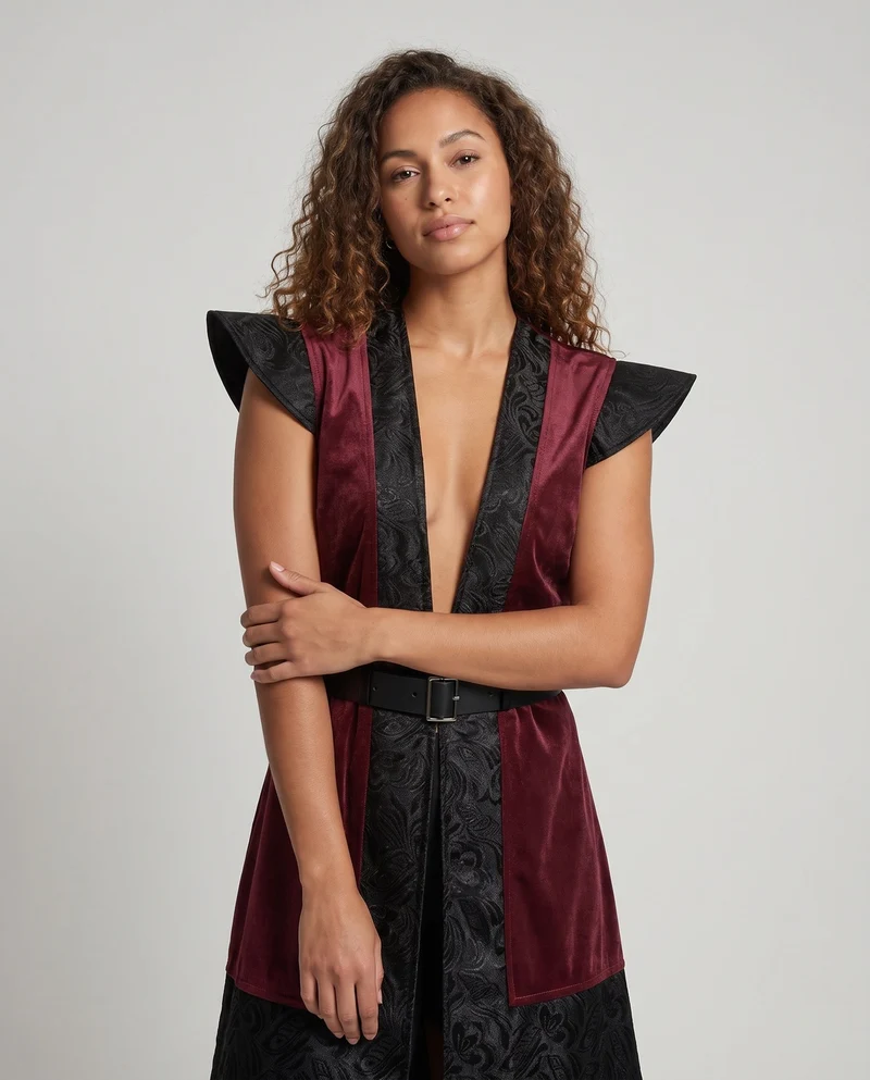 Damen Elegantes Kostümkleid mit kunstvoller Schnürung und stylischem Gürtel Drune
