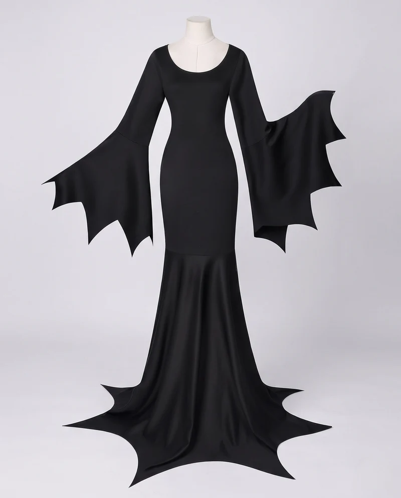 Damen Elegantes Langarm Maxikleid mit schwingendem Saum und weit ausgestellten Ärmeln Drune