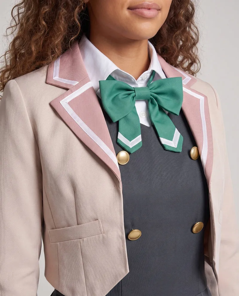 Damen elegantes Schuluniform-Kostümset mit Sakko, Hemd, Weste und Krawatte Drune