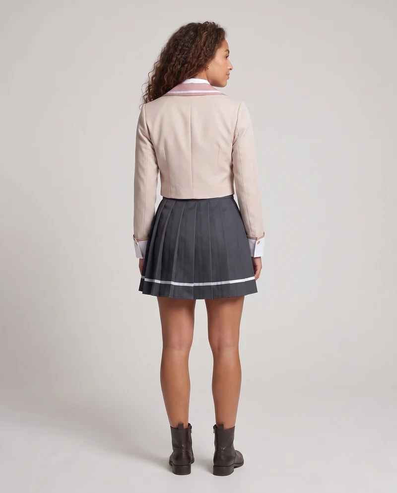 Damen elegantes Schuluniform-Kostümset mit Sakko, Hemd, Weste und Krawatte Drune