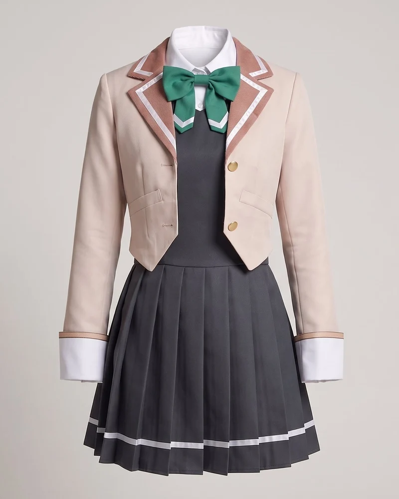 Damen elegantes Schuluniform-Kostümset mit Sakko, Hemd, Weste und Krawatte Drune