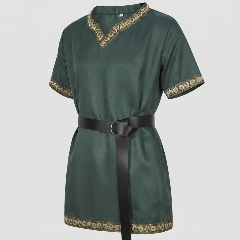 Damen Elegantes Tunika-Kleid mit dekorativem Saum und Gürtel Drune