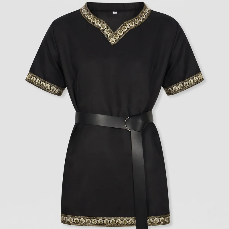 Damen Elegantes Tunika-Kleid mit dekorativem Saum und Gürtel Drune