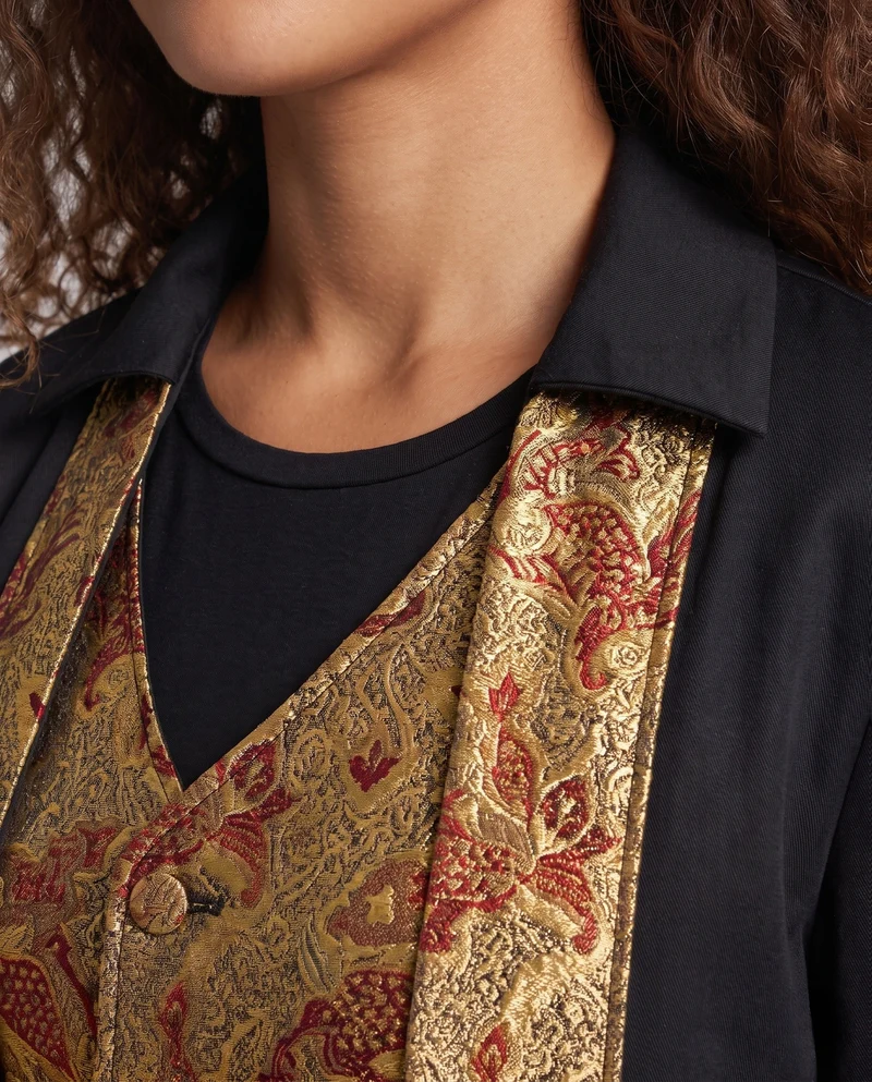 Damen Festlicher Mantel mit goldenen Verzierungen und exklusivem Design Drune