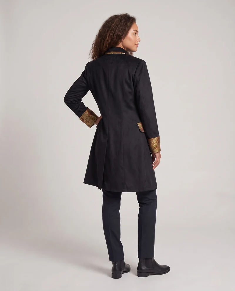 Damen Festlicher Mantel mit goldenen Verzierungen und exklusivem Design Drune