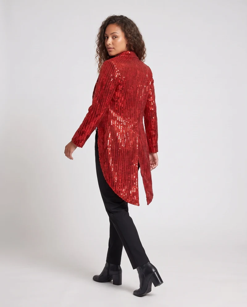 Damen glamouröser Seidenmantel mit auffälligem Pailletten-Design Drune