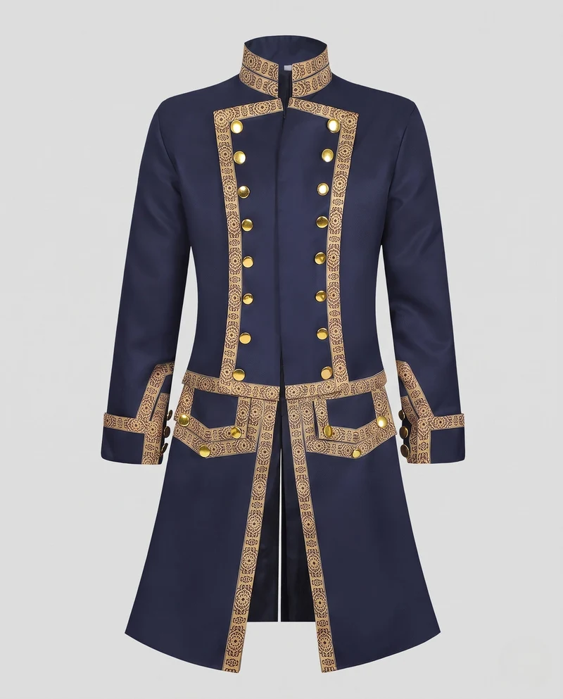 Damen historischer Militärmantel mit luxuriösen Verzierungen und elegantem Schnitt Drune