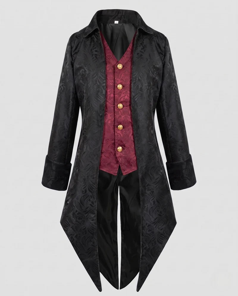 Damen historisches Kostümjacke mit kunstvollen Verzierungen und elegantem Kragen Drune