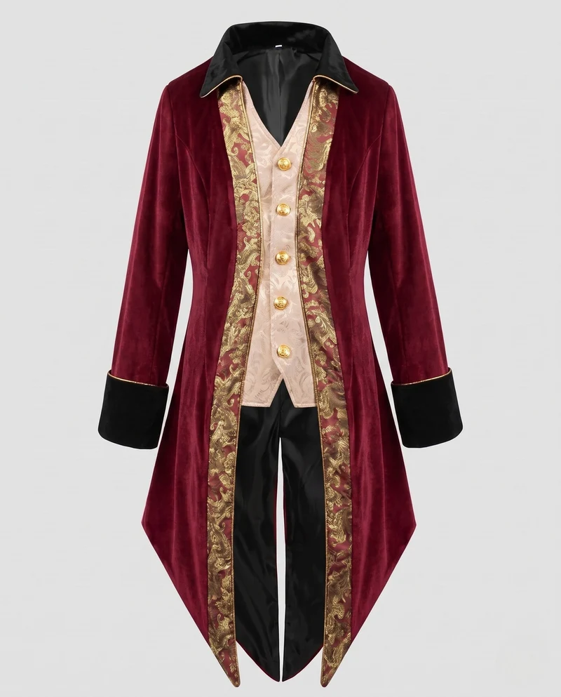 Damen historisches Kostümjacke mit kunstvollen Verzierungen und elegantem Kragen Drune