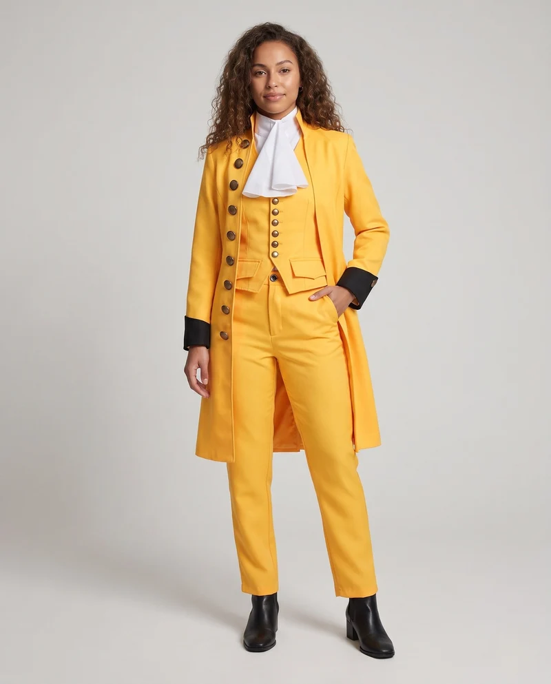 Damen historisches Kostümset mit elegantem Frack, kurzen Shorts und Kravatten Drune