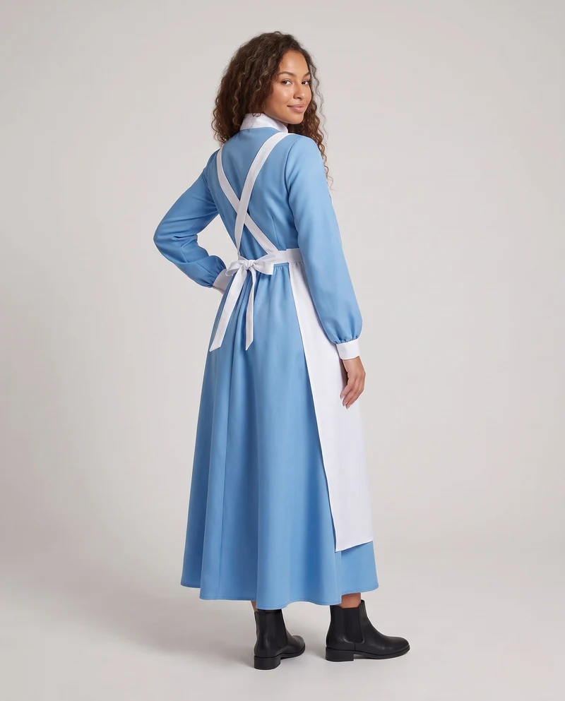 Damen Historisches Krankenschwesternkleid mit Rüschenschürze Drune