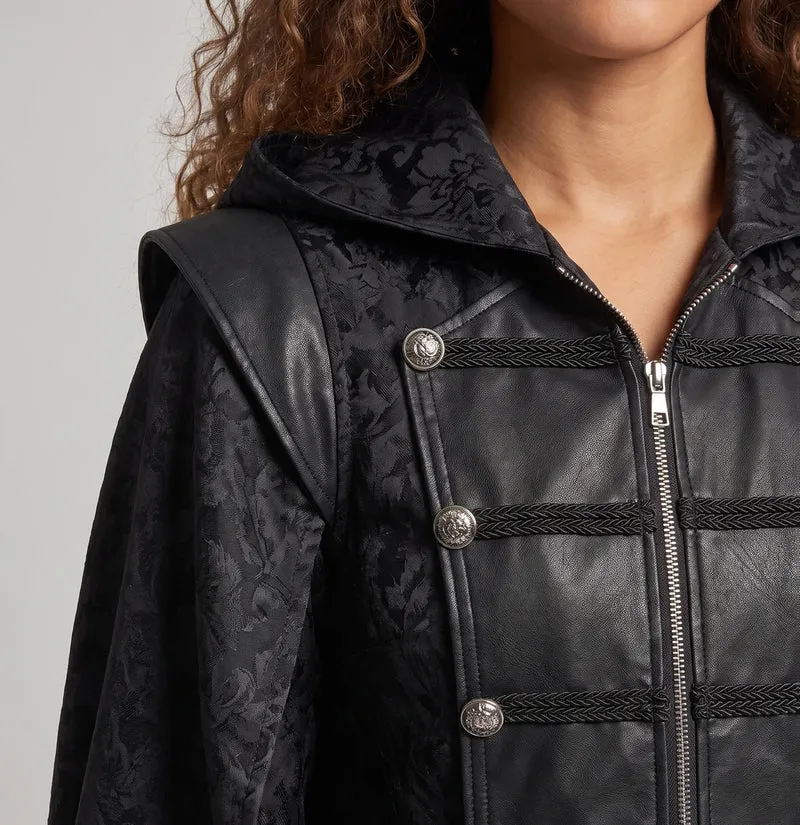 Damen Hochwertiger Umhangmantel mit Kapuze und eleganten Details Drune