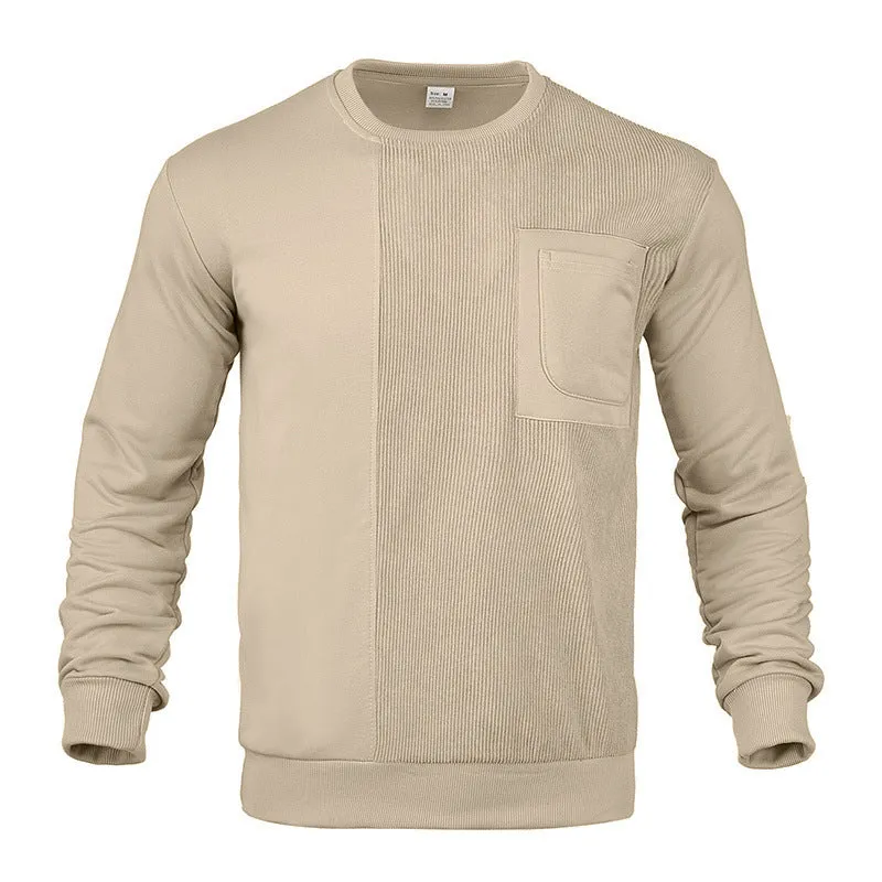 Herren Struktur-Sweatshirt mit Rippen-Panel und Brusttasche Drune