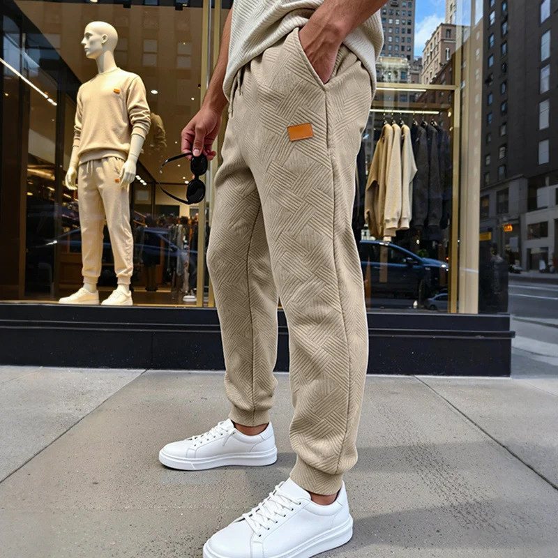 Herren Stepp-Jogginghose mit geometrischem Strukturmuster Drune