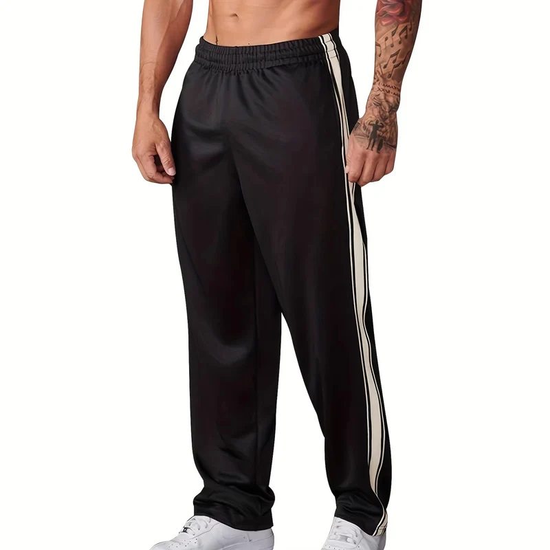 Herren Sportliche Trainingshose mit seitlichem Tape-Streifen und elastischem Bund Drune