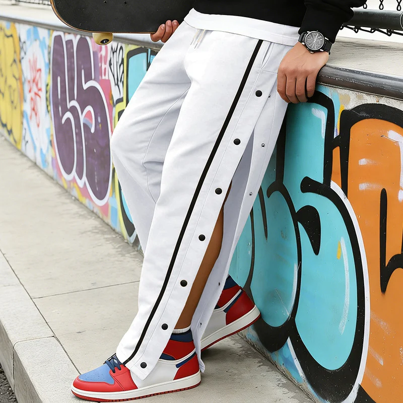 Herren Sportliche Snap-Trackhose mit seitlichen Druckknopfleisten und Tunnelzug Drune