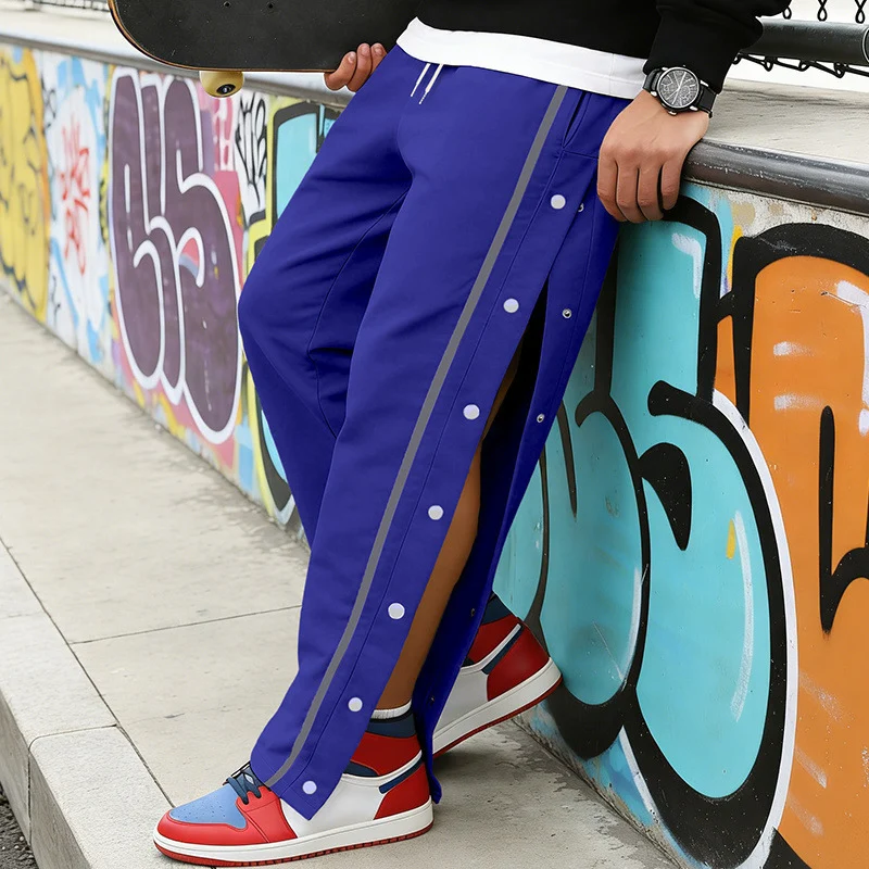 Herren Sportliche Snap-Trackhose mit seitlichen Druckknopfleisten und Tunnelzug Drune