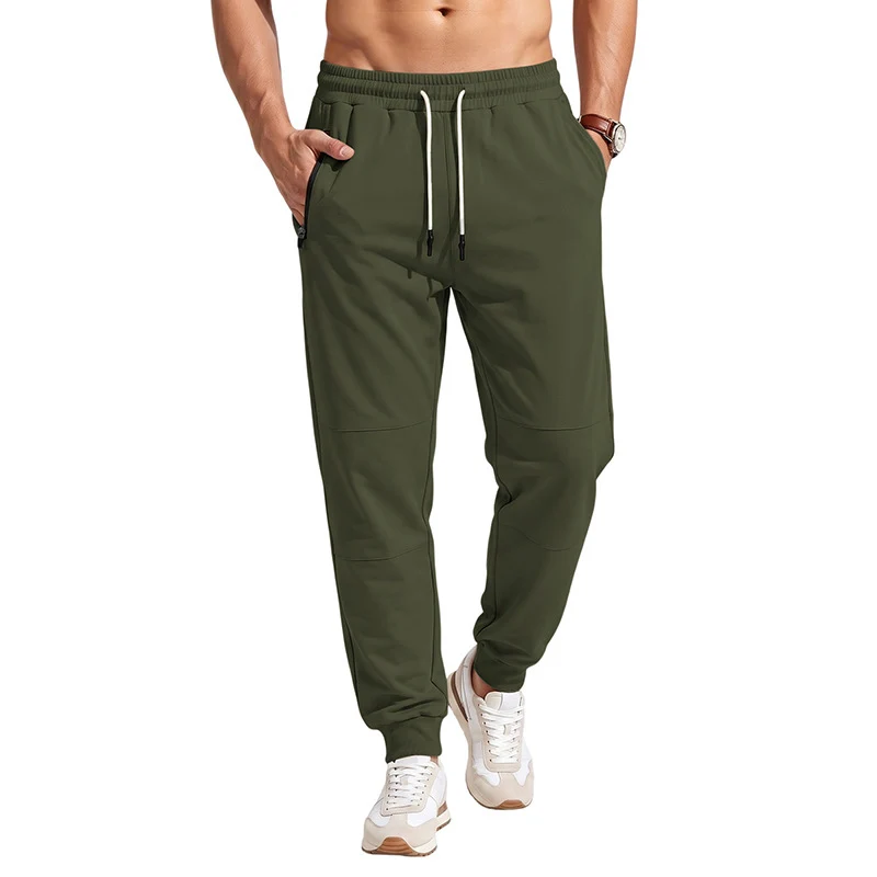 Herren Sportive Jogginghose mit Reißverschlusstaschen, Kordelzug und elastischen Bündchen Drune
