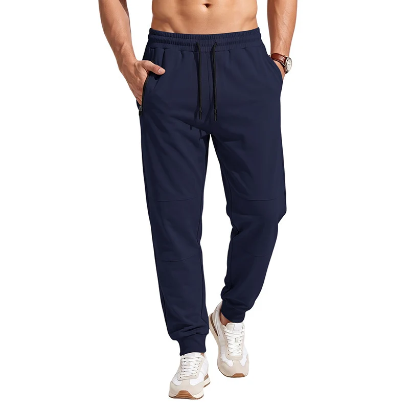 Herren Sportive Jogginghose mit Reißverschlusstaschen, Kordelzug und elastischen Bündchen Drune