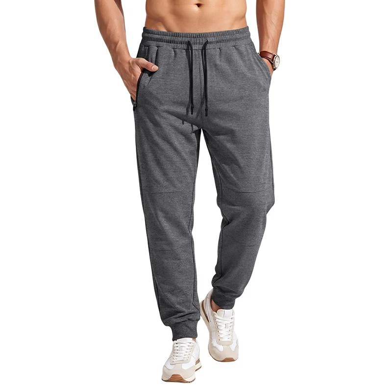 Herren Sportive Jogginghose mit Reißverschlusstaschen, Kordelzug und elastischen Bündchen Drune