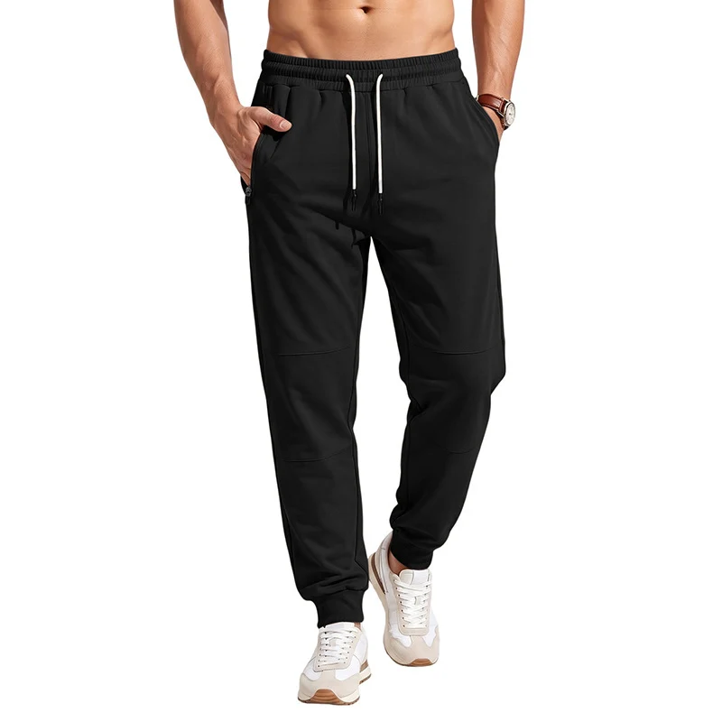 Herren Sportive Jogginghose mit Reißverschlusstaschen, Kordelzug und elastischen Bündchen Drune
