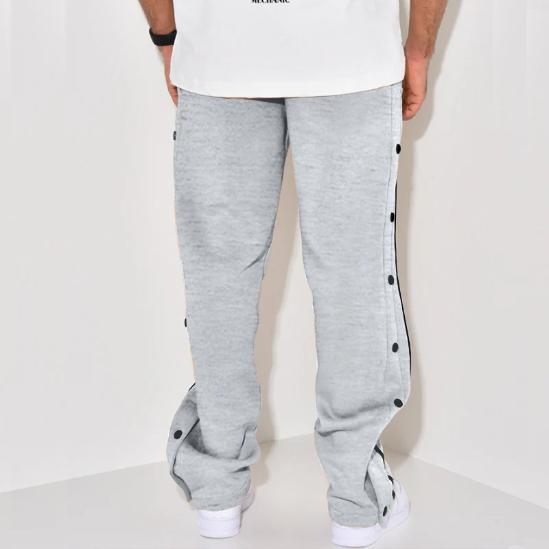 Herren Snap-Trackhose mit seitlichem Kontraststreifen, Druckknopf-Leiste und elastischem Bund Drune