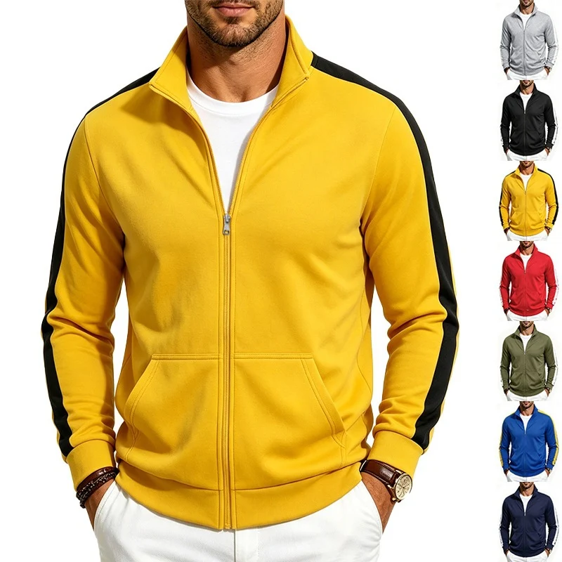 Herren Retro-Trackjacke mit Kontraststreifen und Stehkragen Drune