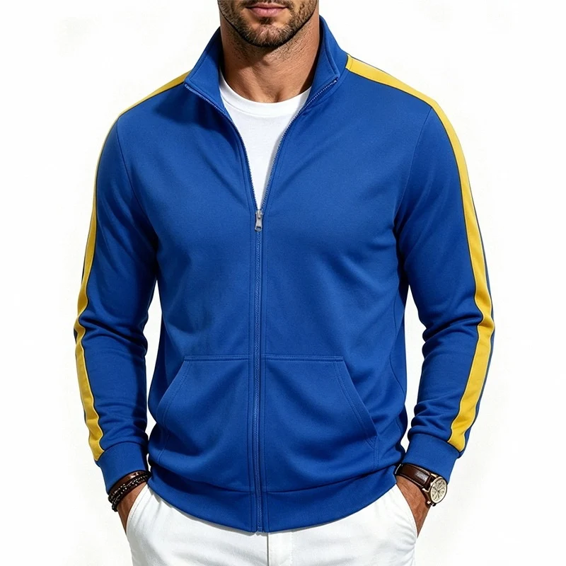 Herren Retro-Trackjacke mit Kontraststreifen und Stehkragen Drune