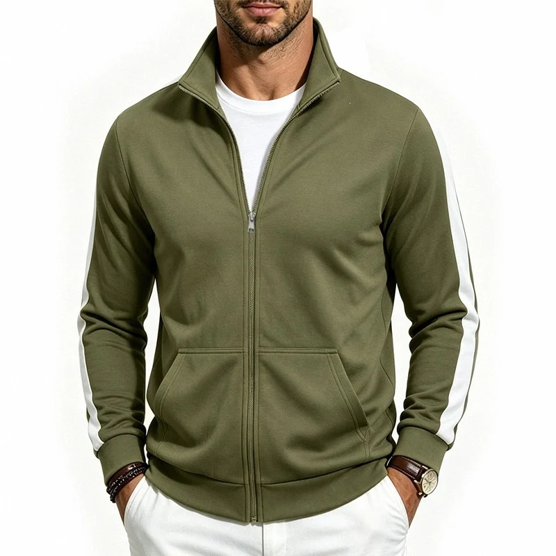 Herren Retro-Trackjacke mit Kontraststreifen und Stehkragen Drune