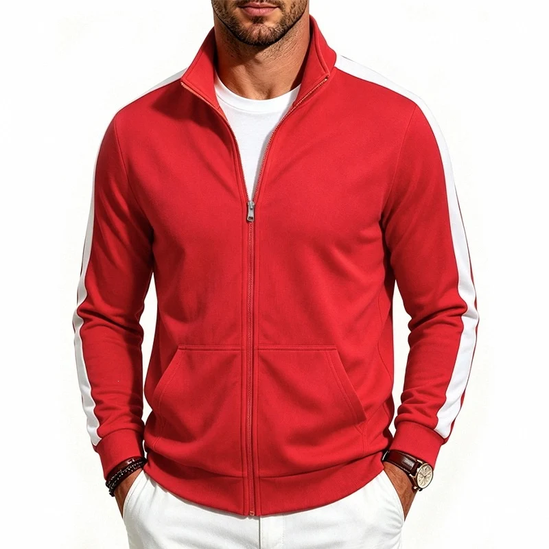 Herren Retro-Trackjacke mit Kontraststreifen und Stehkragen Drune