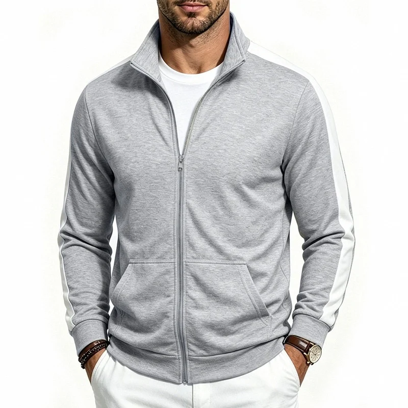 Herren Retro-Trackjacke mit Kontraststreifen und Stehkragen Drune