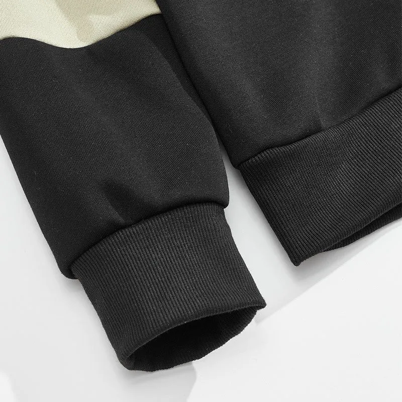 Herren Relaxed Polo-Sweatshirt mit Druckknopf-Blende und Kontrastarmdetails Drune