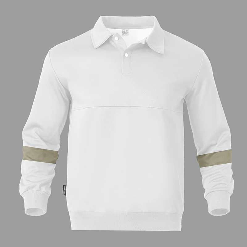 Herren Relaxed Polo-Sweatshirt mit Druckknopf-Blende und Kontrastarmdetails Drune