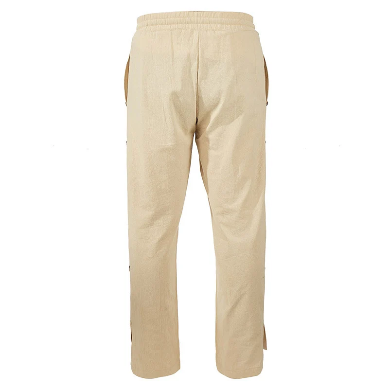 Herren Relaxed-Fit Freizeithose mit seitlichen Zierknopfleisten, elastischem Bund und Kordelzug Drune