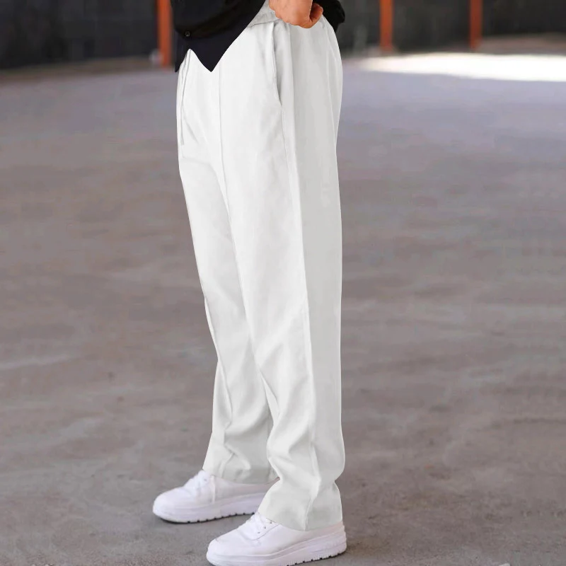 Herren Relaxed-Fit Freizeit-Hose mit Bügelfalte, Tunnelzug und Eingrifftaschen Drune