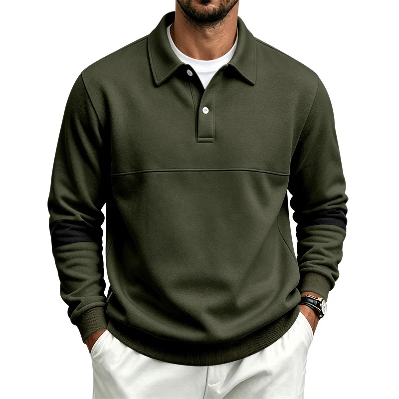 Herren Poloshirt-Pullover mit Brustnaht und Kontraststreifen an den Ärmeln Drune