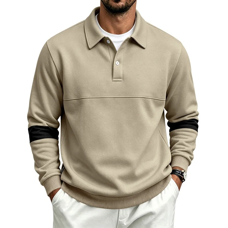Herren Poloshirt-Pullover mit Brustnaht und Kontraststreifen an den Ärmeln Drune