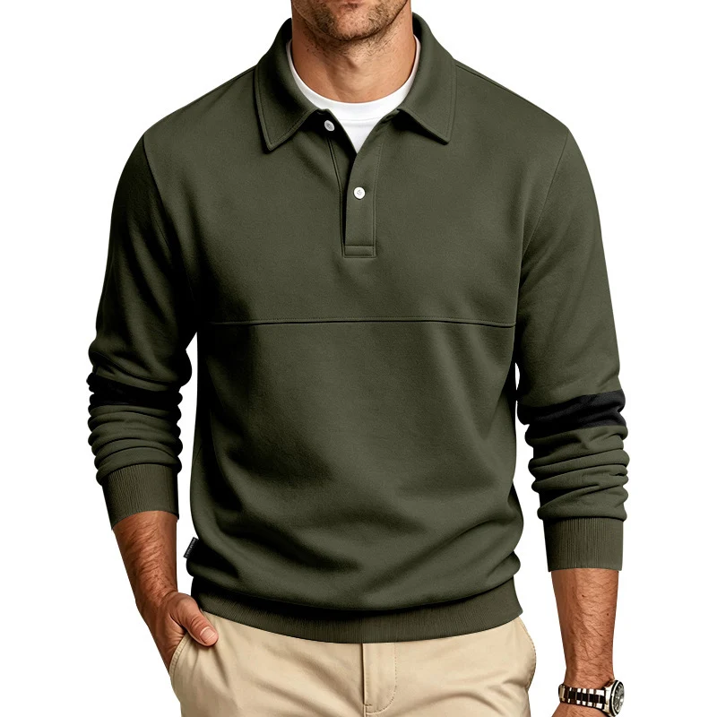 Herren Poloshirt-Pullover mit Brustnaht und Kontraststreifen an den Ärmeln Drune