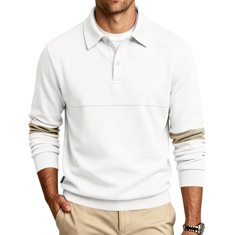 Herren Poloshirt-Pullover mit Brustnaht und Kontraststreifen an den Ärmeln Drune