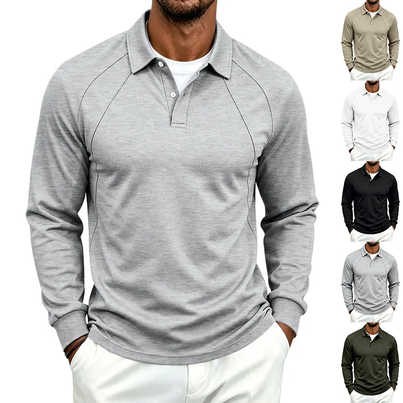 Herren Polo-Sweatshirt mit Raglanärmeln, Halbknopfleiste und Rippbündchen Drune